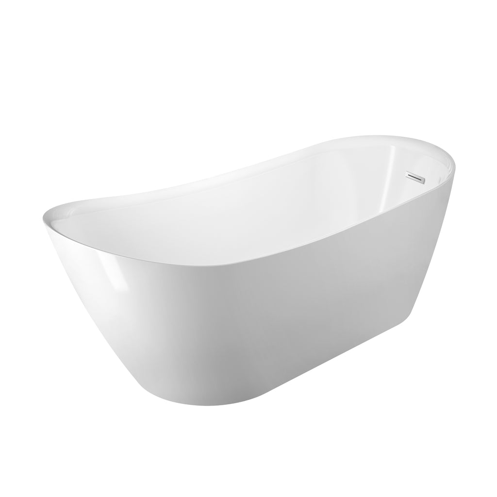 66 Newfane Resin Freestanding Double-Slipper Tub