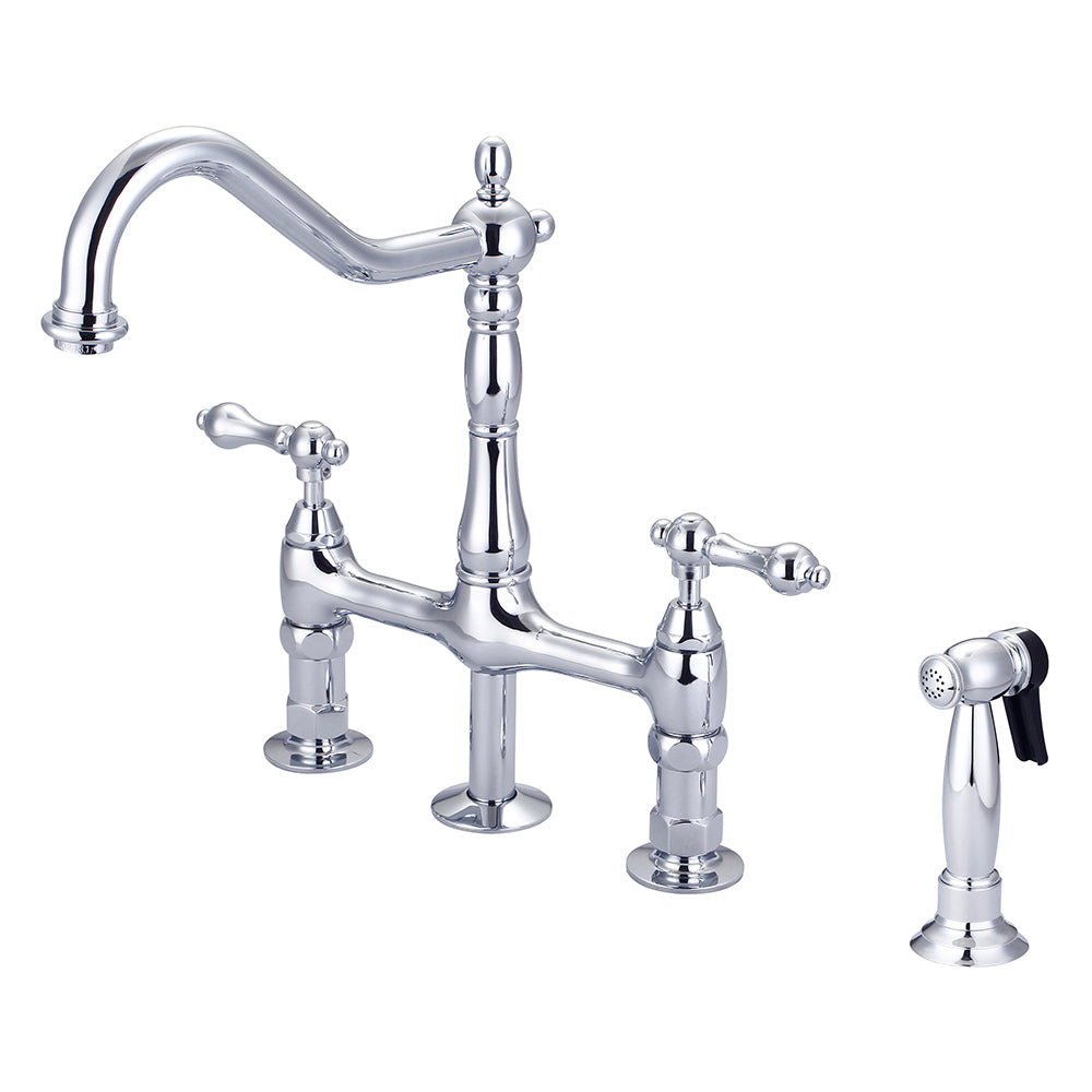 Emral Kitchen Bridge Faucet with Metal Lever Handles — Barclay