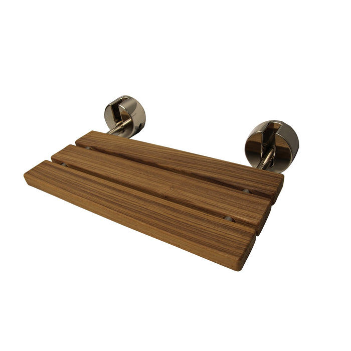 20" Wall Mount Teak Shower Seat, Round Brackets