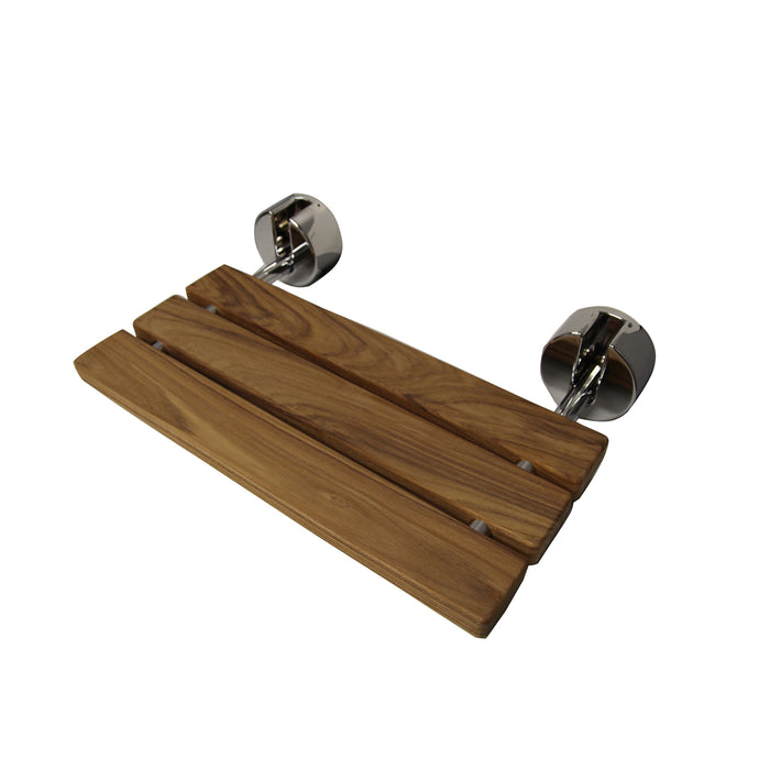 20" Wall Mount Teak Shower Seat, Round Brackets