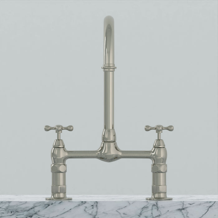 Harding Kitchen Bridge Faucet with Metal Cross Handles