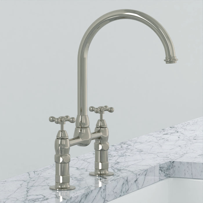 Harding Kitchen Bridge Faucet with Metal Cross Handles