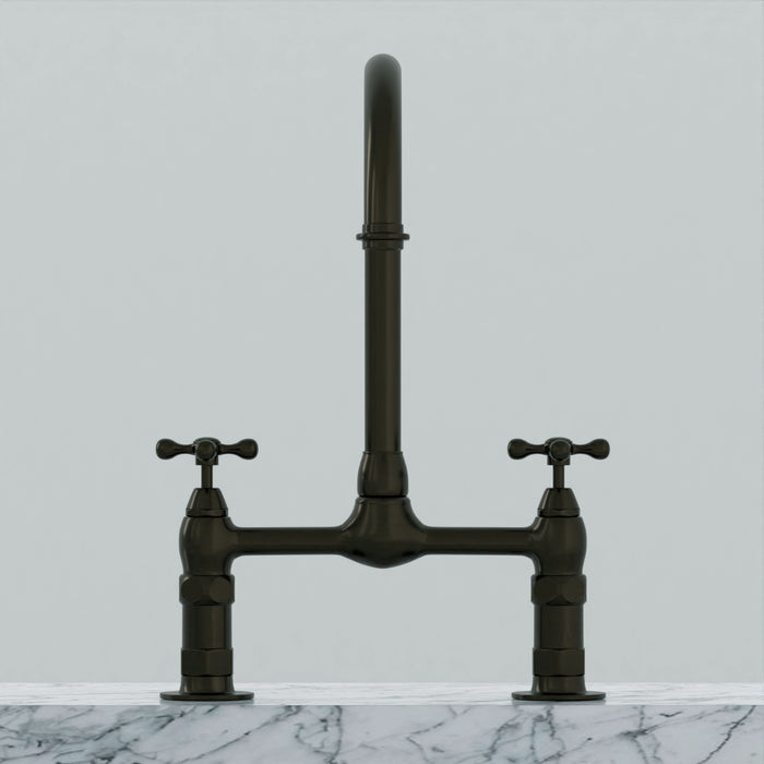 Harding Kitchen Bridge Faucet with Metal Cross Handles