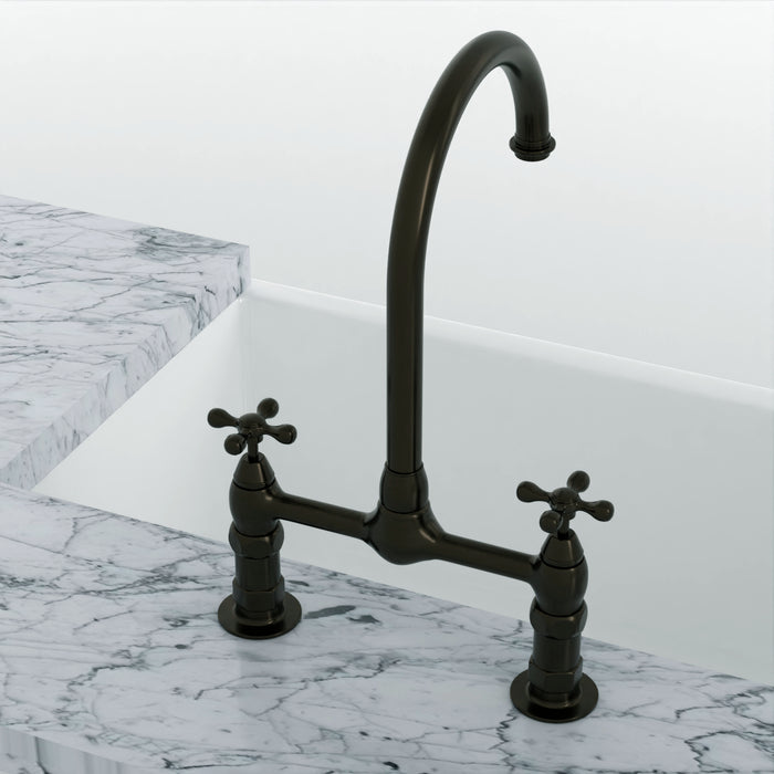 Harding Kitchen Bridge Faucet with Metal Cross Handles