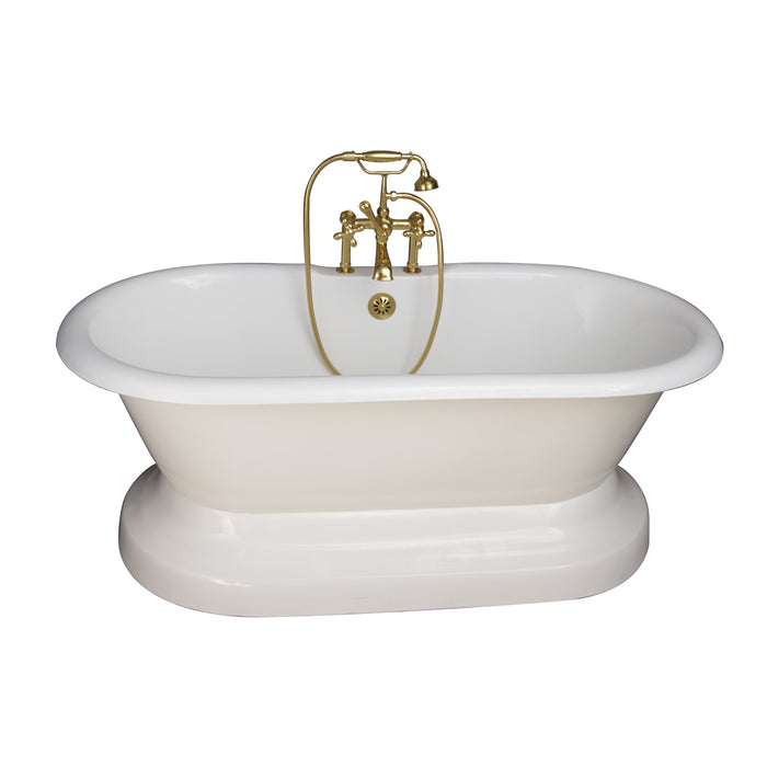 Duet 67" Cast Iron Double Roll Top Tub Kit-Polished Brass Accessories