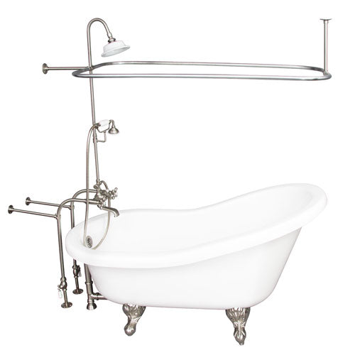 Fillmore 60″ Acrylic Slipper Tub Kit in White – Brushed Nickel Accessories