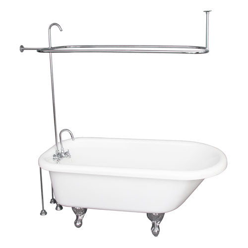 Anthea 60″ Acrylic Roll Top Tub Kit in White – Polished Chrome Accessories