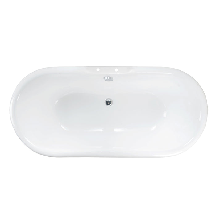 Duet 67" Cast Iron Double Roll Top Tub Kit-Polished Brass Accessories