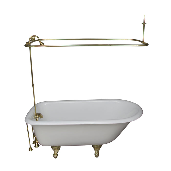 Antonio 55" Cast Iron Roll Top Tub Kit-Polished Brass Accessories