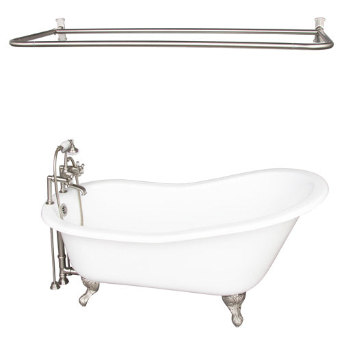 Icarus 67″ Cast Iron Slipper Tub Kit – Brushed Nickel Accessories