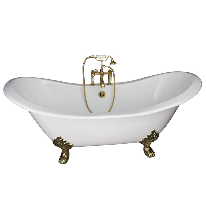 Marshall 72″ Cast Iron Double Slipper Tub Kit – Polished Brass Accessories