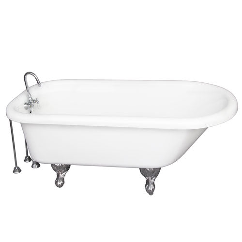 Anthea 60″ Acrylic Roll Top Tub Kit in White – Polished Chrome Accessories